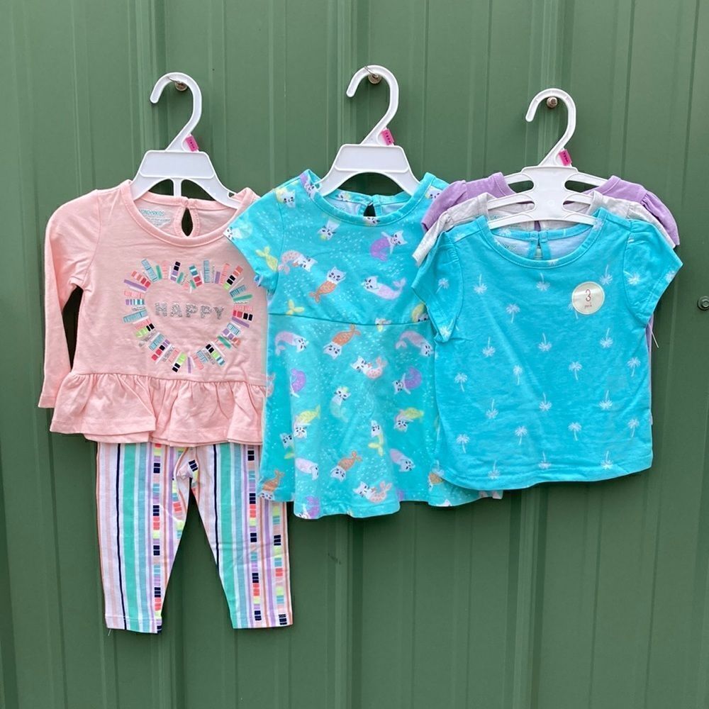 BABY Girls Cotton Shirts Pants & Dress Bundle 6-Piece Bundle Size 12M